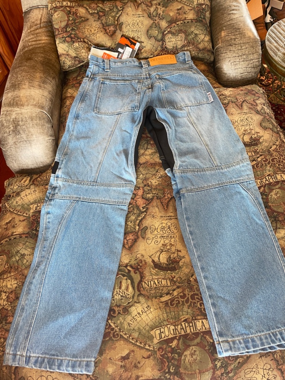 ICON Men's Light Blue Jeans with Black Reinforced Panels for riding - Picture 7 of 9